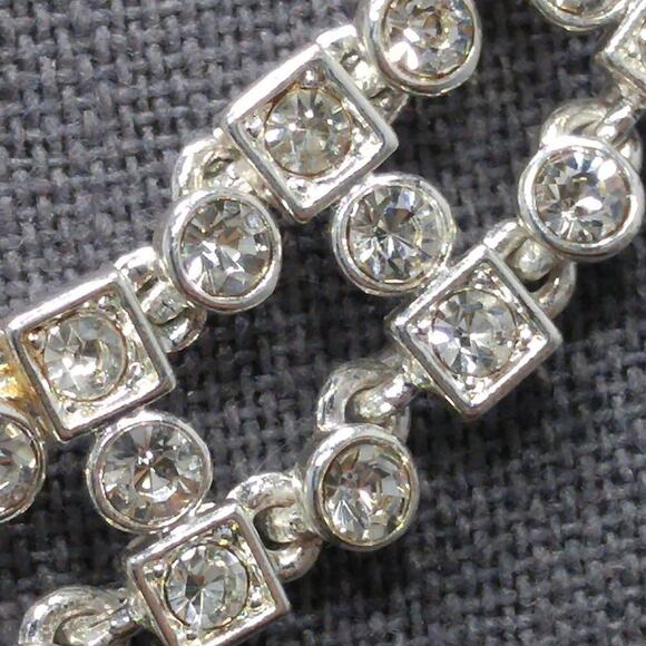 Art Deco Style Choker Necklace, Clear Rhinestones, 18 Inches, Hook Clasp - Picture 5 of 7
